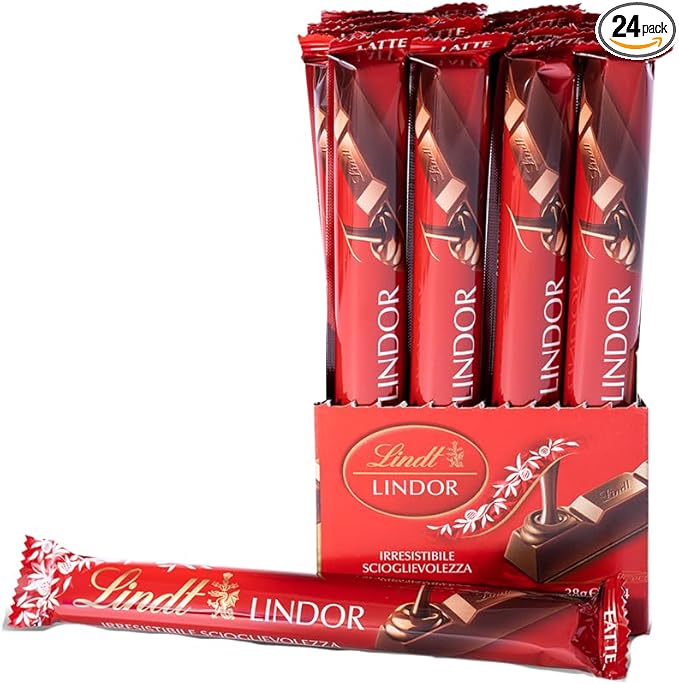 Lindt LINDOR Snack Cioccolato al Latte, Formato 38g, 24 pezzi