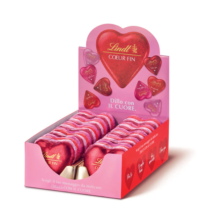 LINDT CUORE DI CIOCCOLATO A LATTE CON MESSAGGI 24 GR PEZZI 40 LINDT