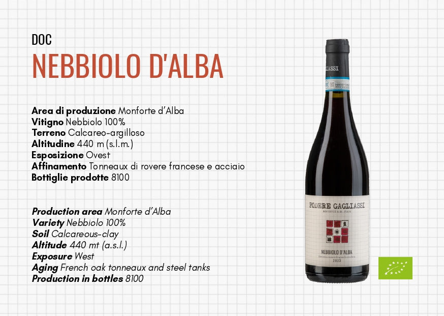 VINO NEBBIOLO D'ALBA D.O.C. CL 70 MONTEFORTE D'ALBA PODERE GAGLIASSI