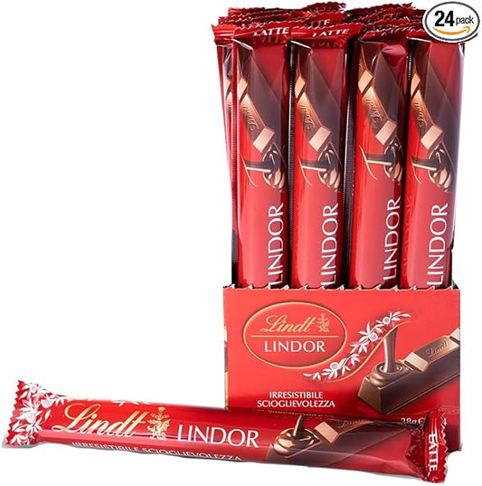 Lindt LINDOR Snack Cioccolato al Latte, Formato 38g, 24 pezzi