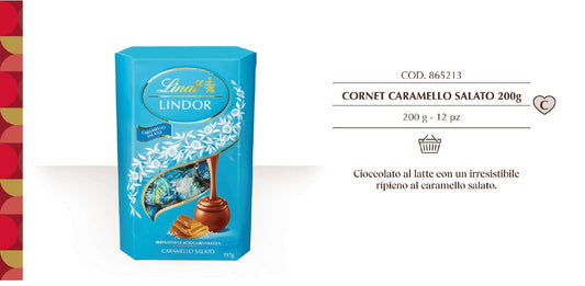 LINDT CORNET CARAMELLO SALATO GR 170 X12