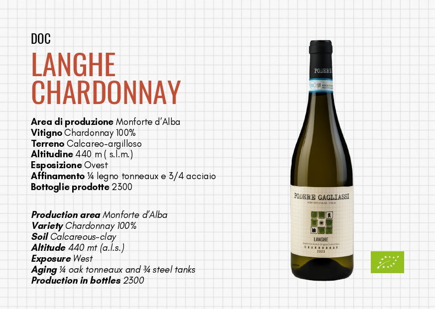 VINO LANGHE CHARDONNAY DOC CL 75 MONTEFORTE D'ALBA PODERE GAGLIASSI