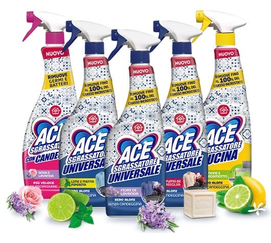 Ace sgrassatore 5 profumazioni diverse in cartone da 6 bottiglie Ace